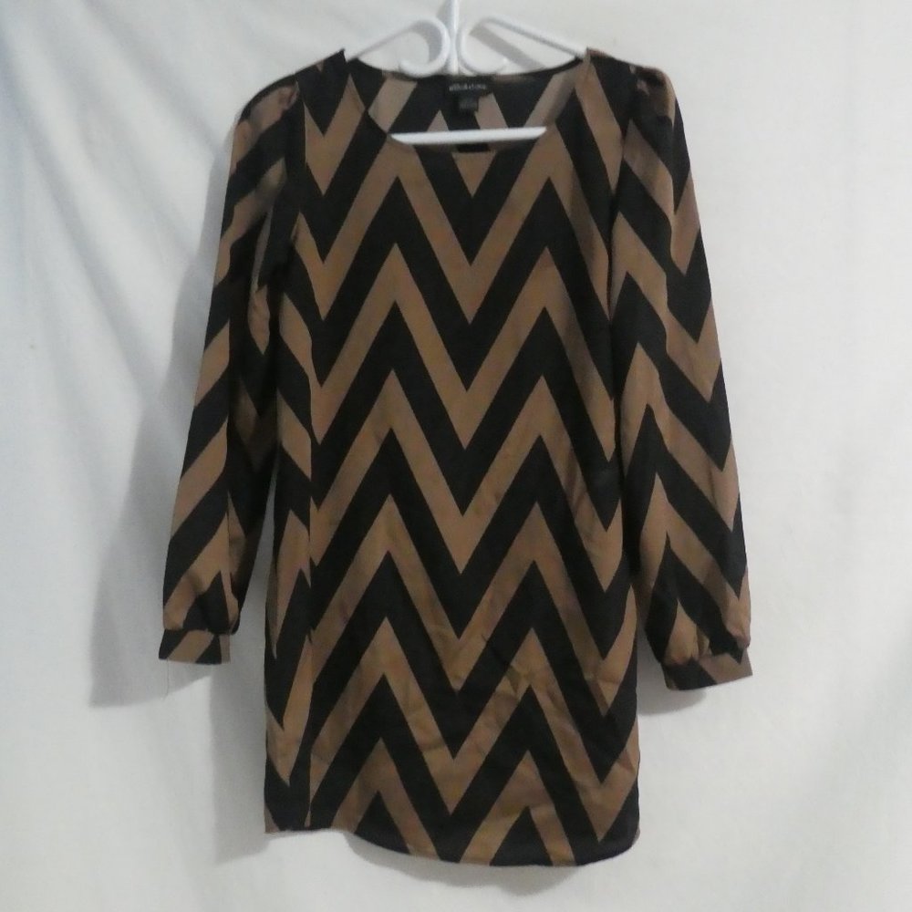 SEDUCTIONS | xs, extra small | Mocha and Black Chevron Dress | 100% Polyester